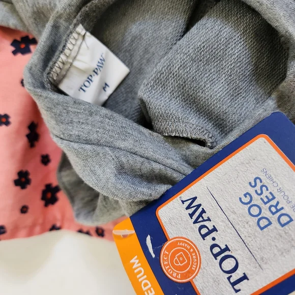 Top Paw Gray/Peach/Blue Floral Dress for Dogs  Size Medium 💥 - Picture 3 of 7